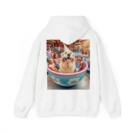 Golden Retriever Dog Riding Teacup Carnival Ride
