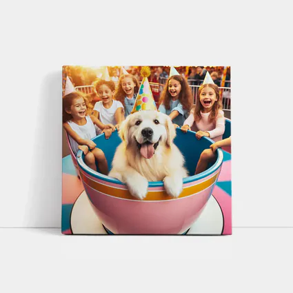 Golden Retriever Party Hat Teacup Ride Kids