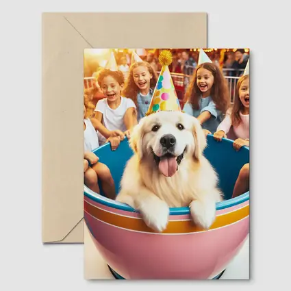 Golden Retriever Party Hat Teacup Ride Kids