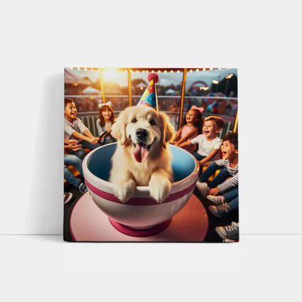 Golden Retriever Party Hat Teacup Ride Kids