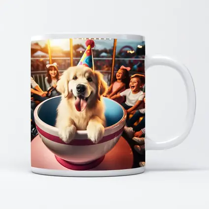 Golden Retriever Party Hat Teacup Ride Kids