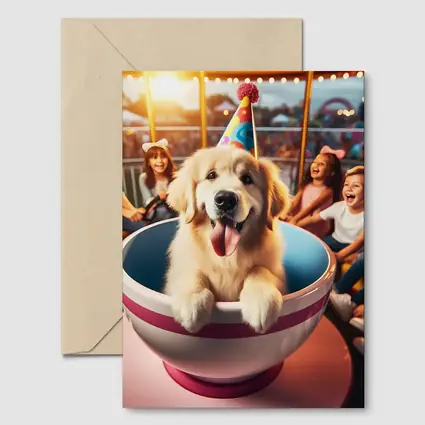 Golden Retriever Party Hat Teacup Ride Kids