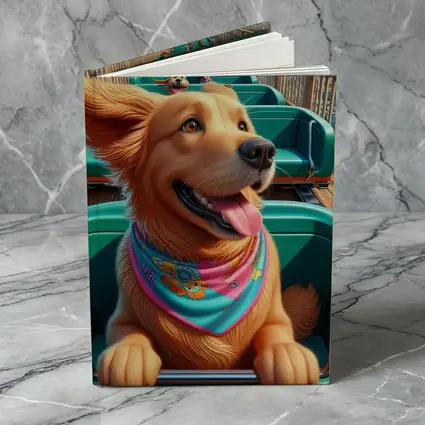 Golden Retriever Riding Roller Coaster Cartoon