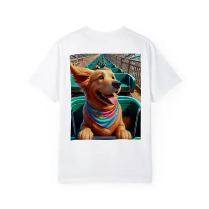 Golden Retriever Riding Roller Coaster Cartoon
