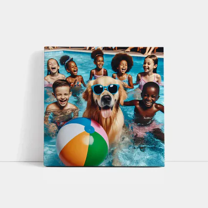 Golden Retriever With Sunglasses Pool Party