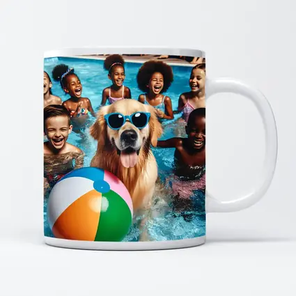 Golden Retriever With Sunglasses Pool Party