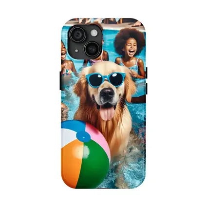 Golden Retriever With Sunglasses Pool Party