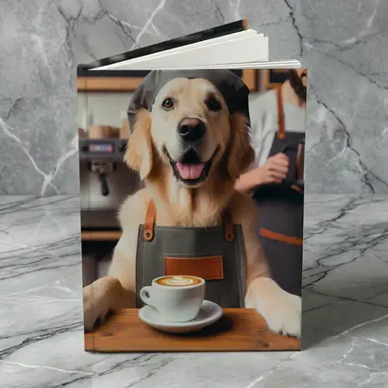 Golden Retriever Barista In Coffee Shop