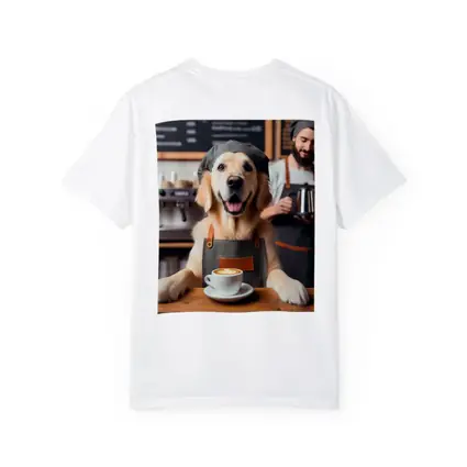 Golden Retriever Barista In Coffee Shop