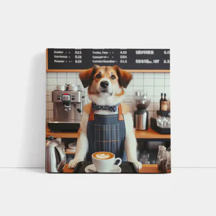 Dog Barista Serving Coffee In Cafe
