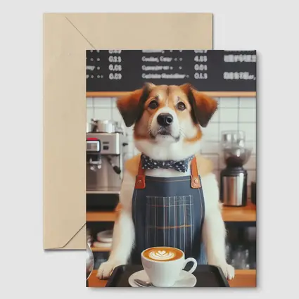 Dog Barista Serving Coffee In Cafe