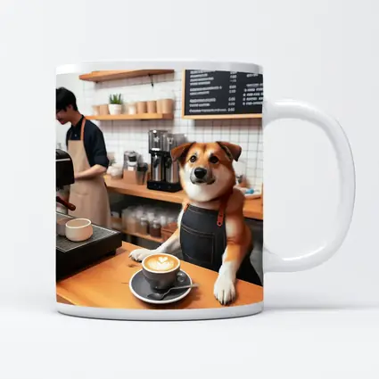 Shiba Inu Barista Dog Coffee Shop
