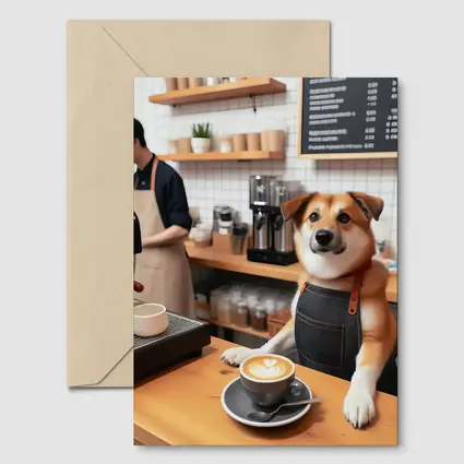 Shiba Inu Barista Dog Coffee Shop