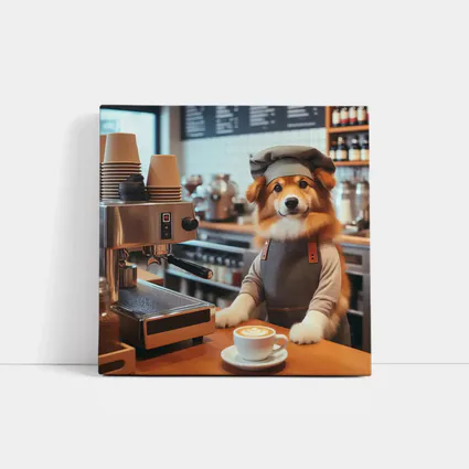 Corgi Barista Dog Working Coffee Shop