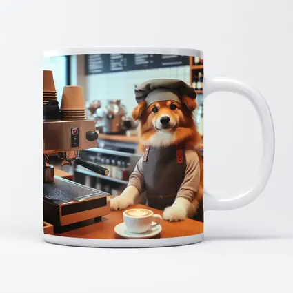 Corgi Barista Dog Working Coffee Shop