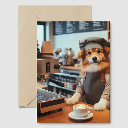 Corgi Barista Dog Working Coffee Shop