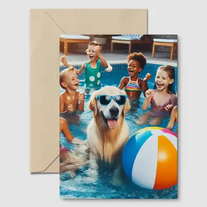 Golden Retriever Kids Pool Party Summer