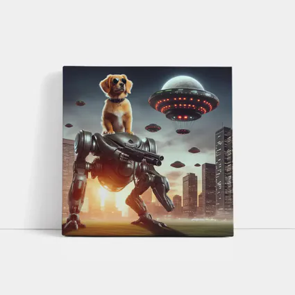 Cool Dog On Robot Mech Alien Invasion
