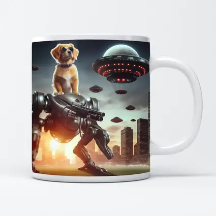 Cool Dog On Robot Mech Alien Invasion