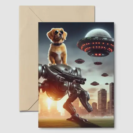 Cool Dog On Robot Mech Alien Invasion