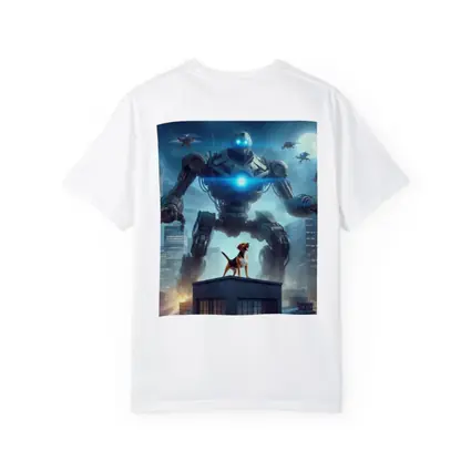 Giant Robot Dog City Night Skyline