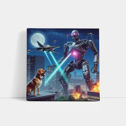 Giant Robot Dog City Night Attack