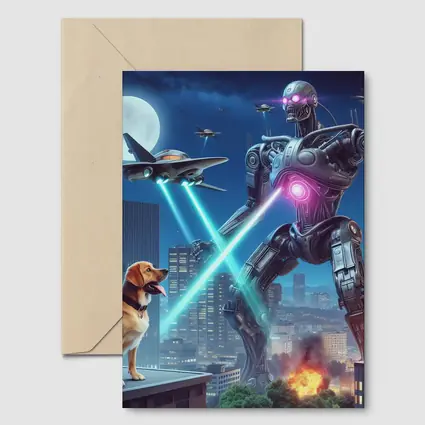 Giant Robot Dog City Night Attack