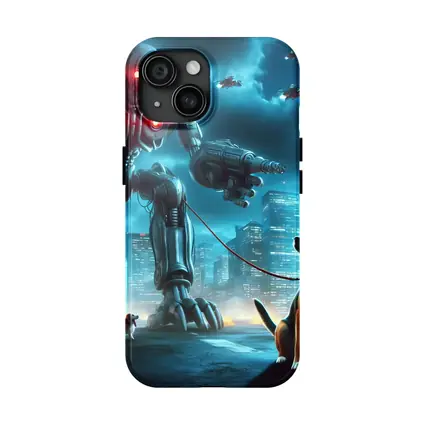 Giant Robot Walking Dog Futuristic City