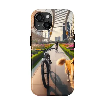 Golden Retriever Running Urban Park Cityscape