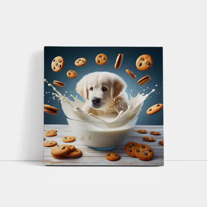 Golden Retriever Puppy Milk Bowl Cookies