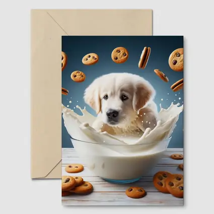 Golden Retriever Puppy Milk Bowl Cookies