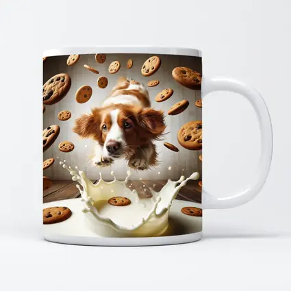 Spaniel Dog Diving Into Milk Cookies