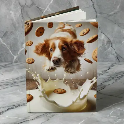 Spaniel Dog Diving Into Milk Cookies