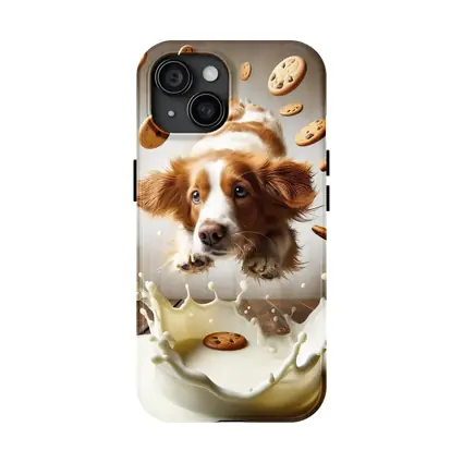 Spaniel Dog Diving Into Milk Cookies