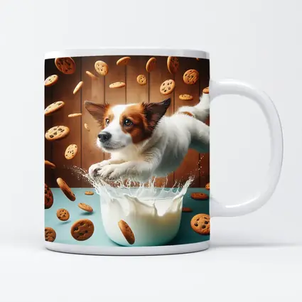 Jack Russell Terrier Jumping Into Milk Cookies