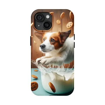 Jack Russell Terrier Jumping Into Milk Cookies