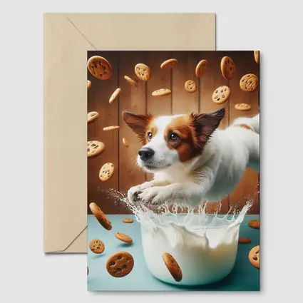 Jack Russell Terrier Jumping Into Milk Cookies