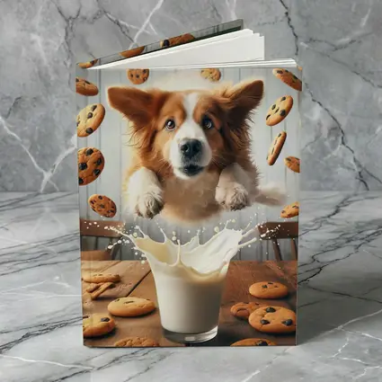 Corgi Dog Jumping Over Milk Glass Cookies
