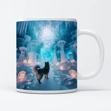 Finnish Spitz Dog In Glowing Ice Cave
