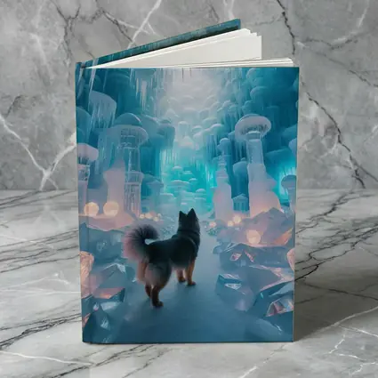 Finnish Spitz Dog In Glowing Ice Cave