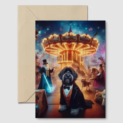 Doodle Dog Tuxedo Magical Carnival Night