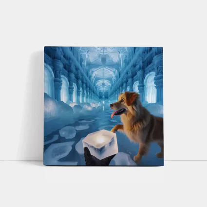 Golden Dog Exploring Magical Ice Palace