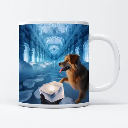 Golden Dog Exploring Magical Ice Palace