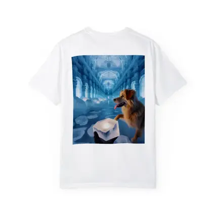 Golden Dog Exploring Magical Ice Palace