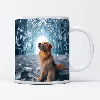 Golden Retriever Sitting In Ice Crystal Cave