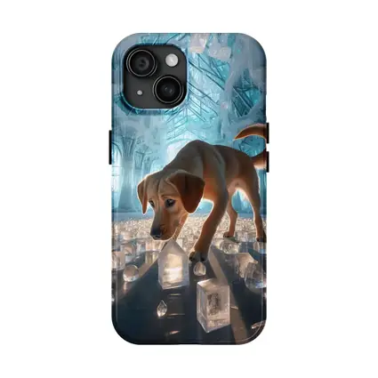 Labrador Puppy Exploring Glowing Ice Palace