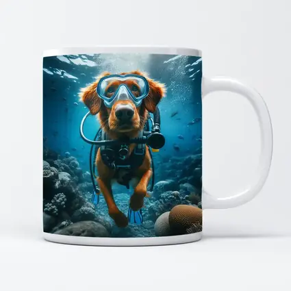 Golden Retriever Scuba Diving Underwater Coral Reef