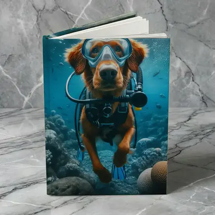 Golden Retriever Scuba Diving Underwater Coral Reef