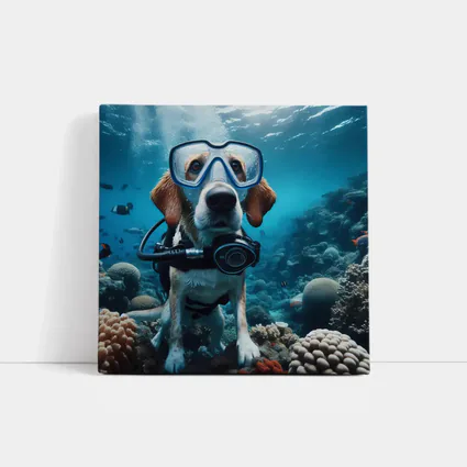 Beagle Dog Scuba Diving Underwater Coral Reef
