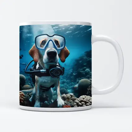 Beagle Dog Scuba Diving Underwater Coral Reef
